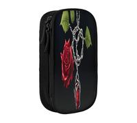 Plagdecna Double Layer Pencil Case for Girls & Boys, Gothic Black Roses Pencil Box, Large Capacity School Supplies Organizer, Durable Oxford Fabric Zippered Stationery Bag for Students Teens