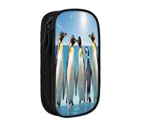 Plagdecna Double Layer Pencil Case for Girls & Boys, Happy Penguin Pencil Box, Large Capacity School Supplies Organizer, Durable Oxford Fabric Zippered Stationery Bag for Students Teens