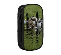 Plagdecna Double Layer Pencil Case for Girls & Boys, Loon Nature Bird Pencil Box, Large Capacity School Supplies Organizer, Durable Oxford Fabric Zippered Stationery Bag for Students Teens