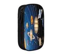 Plagdecna Double Layer Pencil Case for Girls & Boys, Outer Space Solar System Pencil Box, Large Capacity School Supplies Organizer, Durable Oxford Fabric Zippered Stationery Bag for Students Teens