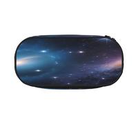 Plagdecna Double Zipper Pencil Case with Mesh Pocket & 4 Pen Loops, Large School Supply Organizer, Makeup Pouch for Students, Artists, Travel, Galaxy Pen Bag, Durable Oxford Fabric Pencil Box Holder