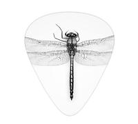 PLAGDECNA Guitar Picks Variety Pack 108 PCS, Black and White Dragonfly Smooth-Edged ABS Plectrums for Guitar & Ukulele, 3 Thickness Options (0.46mm, 0.71mm, 0.96mm), Clear Sound Bright/Warm Tones