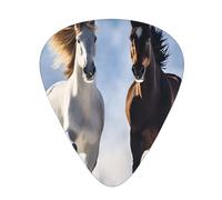 PLAGDECNA Guitar Picks Variety Pack 108 PCS, Black White Horses Running Smooth-Edged ABS Plectrums for Guitar & Ukulele, 3 Thickness Options (0.46mm, 0.71mm, 0.96mm), Clear Sound Bright/Warm Tones