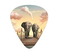 PLAGDECNA Guitar Picks Variety Pack 108 PCS, elephant on a bridge Smooth-Edged ABS Plectrums for Guitar & Ukulele, 3 Thickness Options (0.46mm, 0.71mm, 0.96mm), Clear Sound Bright/Warm Tones