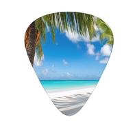 PLAGDECNA Guitar Picks Variety Pack 108 PCS, Palm Trees and Clear Sea Smooth-Edged ABS Plectrums for Guitar & Ukulele, 3 Thickness Options (0.46mm, 0.71mm, 0.96mm), Clear Sound Bright/Warm Tones