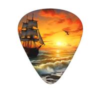 PLAGDECNA Guitar Picks Variety Pack 108 PCS, pirate ship in the sunset Smooth-Edged ABS Plectrums for Guitar & Ukulele, 3 Thickness Options (0.46mm, 0.71mm, 0.96mm), Clear Sound Bright/Warm Tones