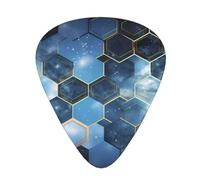 PLAGDECNA Guitar Picks Variety Pack 120 PCS, Blue Hexagons and Diamonds Smooth-Edged ABS Plectrums for Guitar & Ukulele, 3 Thickness Options (0.46mm, 0.71mm, 0.96mm), Clear Sound Bright/Warm Tones