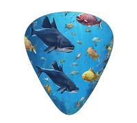PLAGDECNA Guitar Picks Variety Pack 120 PCS, Blue Underwater Fish Smooth-Edged ABS Plectrums for Guitar & Ukulele, 3 Thickness Options (0.46mm, 0.71mm, 0.96mm), Clear Sound Bright/Warm Tones