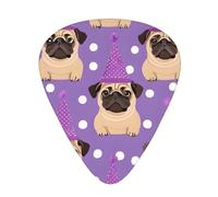 PLAGDECNA Guitar Picks Variety Pack 120 PCS, Funny Cartoon Pug Puppy Dog Smooth-Edged ABS Plectrums for Guitar & Ukulele, 3 Thickness Options (0.46mm, 0.71mm, 0.96mm), Clear Sound Bright/Warm Tones