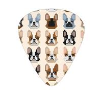 PLAGDECNA Guitar Picks Variety Pack 144 PCS, I Love French Bulldog Smooth-Edged ABS Plectrums for Guitar & Ukulele, 3 Thickness Options (0.46mm, 0.71mm, 0.96mm), Clear Sound Bright/Warm Tones
