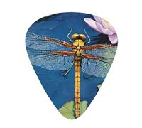 PLAGDECNA Guitar Picks Variety Pack 60 PCS, dragonfly painting Print Smooth-Edged ABS Plectrums for Guitar & Ukulele, 3 Thickness Options (0.46mm, 0.71mm, 0.96mm), Clear Sound Bright/Warm Tones