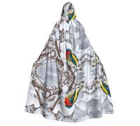 Plagdecna Halloween Cloak For Adults, Gothic Witch Vampire Costume Cape, Birch Trees, Unisex Party Robe With Hood For Cosplay, Masquerade & Decor