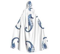Plagdecna Halloween Cloak For Adults, Gothic Witch Vampire Costume Cape, Blue Mermaid, Unisex Party Robe With Hood For Cosplay, Masquerade & Decor