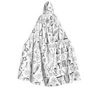 Plagdecna Halloween Cloak For Adults, Gothic Witch Vampire Costume Cape, Chemistry Print, Unisex Party Robe With Hood For Cosplay, Masquerade & Decor