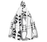 Plagdecna Halloween Cloak For Adults, Gothic Witch Vampire Costume Cape, Cute Catoon Raccoon, Unisex Party Robe With Hood For Cosplay, Masquerade & Decor
