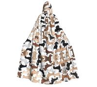Plagdecna Halloween Cloak For Adults, Gothic Witch Vampire Costume Cape, Dachshund Floral, Unisex Party Robe With Hood For Cosplay, Masquerade & Decor