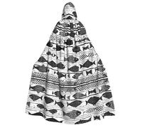 Plagdecna Halloween Cloak For Adults, Gothic Witch Vampire Costume Cape, Ethnic Turtle Striped Print, Unisex Party Robe With Hood For Cosplay, Masquerade & Decor