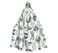 Plagdecna Halloween Cloak For Adults, Gothic Witch Vampire Costume Cape, Eucalyptus Leaves Green, Unisex Party Robe With Hood For Cosplay, Masquerade & Decor
