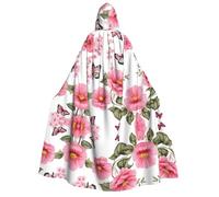 Plagdecna Halloween Cloak For Adults, Gothic Witch Vampire Costume Cape, Garden Birds Flowers, Unisex Party Robe With Hood For Cosplay, Masquerade & Decor