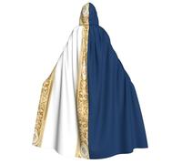 Plagdecna Halloween Cloak For Adults, Gothic Witch Vampire Costume Cape, Gold Blue White, Unisex Party Robe With Hood For Cosplay, Masquerade & Decor