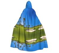 Plagdecna Halloween Cloak For Adults, Gothic Witch Vampire Costume Cape, Golf Course By The Sea, Unisex Party Robe With Hood For Cosplay, Masquerade & Decor
