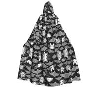 Plagdecna Halloween Cloak For Adults, Gothic Witch Vampire Costume Cape, Halloween Bats Grey, Unisex Party Robe With Hood For Cosplay, Masquerade & Decor