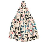 Plagdecna Halloween Cloak For Adults, Gothic Witch Vampire Costume Cape, Happy Walking Kitty, Unisex Party Robe With Hood For Cosplay, Masquerade & Decor