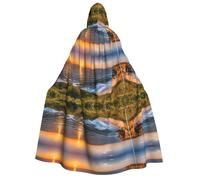 Plagdecna Halloween Cloak For Adults, Gothic Witch Vampire Costume Cape, Ireland Sunset Seascape, Unisex Party Robe With Hood For Cosplay, Masquerade & Decor