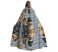Plagdecna Halloween Cloak For Adults, Gothic Witch Vampire Costume Cape, Mallard Duck, Unisex Party Robe With Hood For Cosplay, Masquerade & Decor