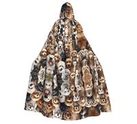 Plagdecna Halloween Cloak For Adults, Gothic Witch Vampire Costume Cape, Many Dogs, Unisex Party Robe With Hood For Cosplay, Masquerade & Decor