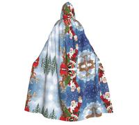 Plagdecna Halloween Cloak For Adults, Gothic Witch Vampire Costume Cape, Merry Christmas Printed, Unisex Party Robe With Hood For Cosplay, Masquerade & Decor