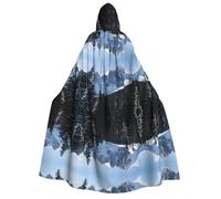 Plagdecna Halloween Cloak For Adults, Gothic Witch Vampire Costume Cape, Mountain Cliff, Unisex Party Robe With Hood For Cosplay, Masquerade & Decor