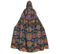 Plagdecna Halloween Cloak For Adults, Gothic Witch Vampire Costume Cape, Native Patterns, Unisex Party Robe With Hood For Cosplay, Masquerade & Decor