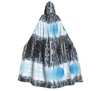 Plagdecna Halloween Cloak For Adults, Gothic Witch Vampire Costume Cape, New York Fashion City, Unisex Party Robe With Hood For Cosplay, Masquerade & Decor
