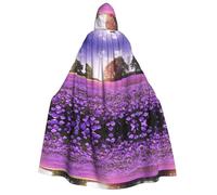 Plagdecna Halloween Cloak For Adults, Gothic Witch Vampire Costume Cape, Purple Lavender, Unisex Party Robe With Hood For Cosplay, Masquerade & Decor
