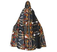 Plagdecna Halloween Cloak For Adults, Gothic Witch Vampire Costume Cape, Spices, Unisex Party Robe With Hood For Cosplay, Masquerade & Decor