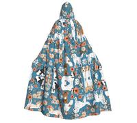 Plagdecna Halloween Cloak For Adults, Gothic Witch Vampire Costume Cape, Sweet Basset Hound Florals, Unisex Party Robe With Hood For Cosplay, Masquerade & Decor