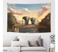 Plagdecna Home Decor Tapestry 152x102cm, Soft Lightweight Wall Hanging With Easy Install Kit, Elephant On A Bridge Tapestries For Living Room, Bedroom, Dorm & Outdoor Use, Machine Washable