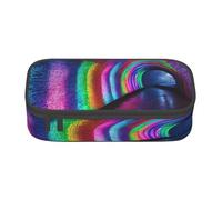 PLAGDECNA Large Capacity Compartment Pencil Case Organizer for School, Office & Travel, Holographic Dreams pen bag for student, Oxford Fabric Zippered Stationery Bag, Multi-Use Toiletry & Makeup Pouch