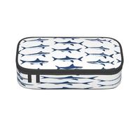 Plagdecna Large Capacity Compartment Pencil Case Organizer for School, Office & Travel, Sharks Pen Bag for Student, Oxford Fabric Zippered Stationery Bag, Multi-Use Toiletry & Makeup Pouch