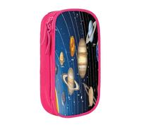 Plagdecna Large Capacity Double Layer Pencil Case, 2 Zipper Compartments Organizer Pockets for School College Office Travel, Outer Space Solar System pencase, Premium Pencil Box, Makeup Bag Organizer