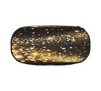 PLAGDECNA Large Capacity Pencil case, Gold Bling Organizer with Zippered, Compartments & Elastic Pen Holders for School, Office, Lightweight Pen Bag for Travel, Multi-USE Oxford Fabric Pencil Bag