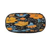 PLAGDECNA Large Capacity Pencil case, Hippie Pattern Organizer with Zippered, Compartments & Elastic Pen Holders for School, Office, Lightweight Pen Bag for Travel, Multi-USE Oxford Fabric Pencil Bag