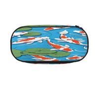 PLAGDECNA Large Capacity Pencil case, Japanese Fish Organizer with Zippered, Compartments & Elastic Pen Holders for School, Office, Lightweight Pen Bag for Travel, Multi-USE Oxford Fabric Pencil Bag