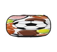 PLAGDECNA Large Capacity Pencil case, Sports Ball Organizer with Zippered, Compartments & Elastic Pen Holders for School, Office, Lightweight Pen Bag for Travel, Multi-USE Oxford Fabric Pencil Bag