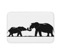 PLAGDECNA Luxury Crystal Velvet Bathroom Rug with Locked Edges, old elephant and young elephant Doormat 60x40 cm Non-Slip Bath Mat, Soft Shaggy Floor Mat for Bathroom,Vanity,Kids Room