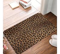 Plagdecna Non-Slip Indoor Outdoor Door Mat 40x60cm, Leopard Print Welcome Doormat Super Absorbent Machine-Washable Entry Rug, Thick Flannel Floor Mat For Bathroom Kitchen Patio
