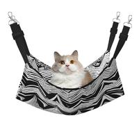Plagdecna Pet Hammock for Cats & Small Dogs, Velvet Hanging Bed with Adjustable Straps, Black White Tan Zigzag pet bed, Soft Double-Layer Pet Lounger for Home/Travel