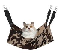 Plagdecna Pet Hammock for Cats & Small Dogs, Velvet Hanging Bed with Adjustable Straps, Brown Cowhide pet bed, Soft Double-Layer Pet Lounger for Home/Travel