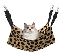Plagdecna Pet Hammock for Cats & Small Dogs, Velvet Hanging Bed with Adjustable Straps, Brown Pattern Leopard Print pet bed, Soft Double-Layer Pet Lounger for Home/Travel